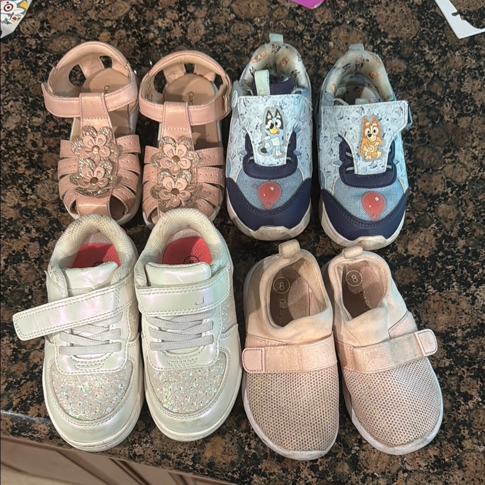 Kids Glitter and Mesh Sneakers - Pink and White